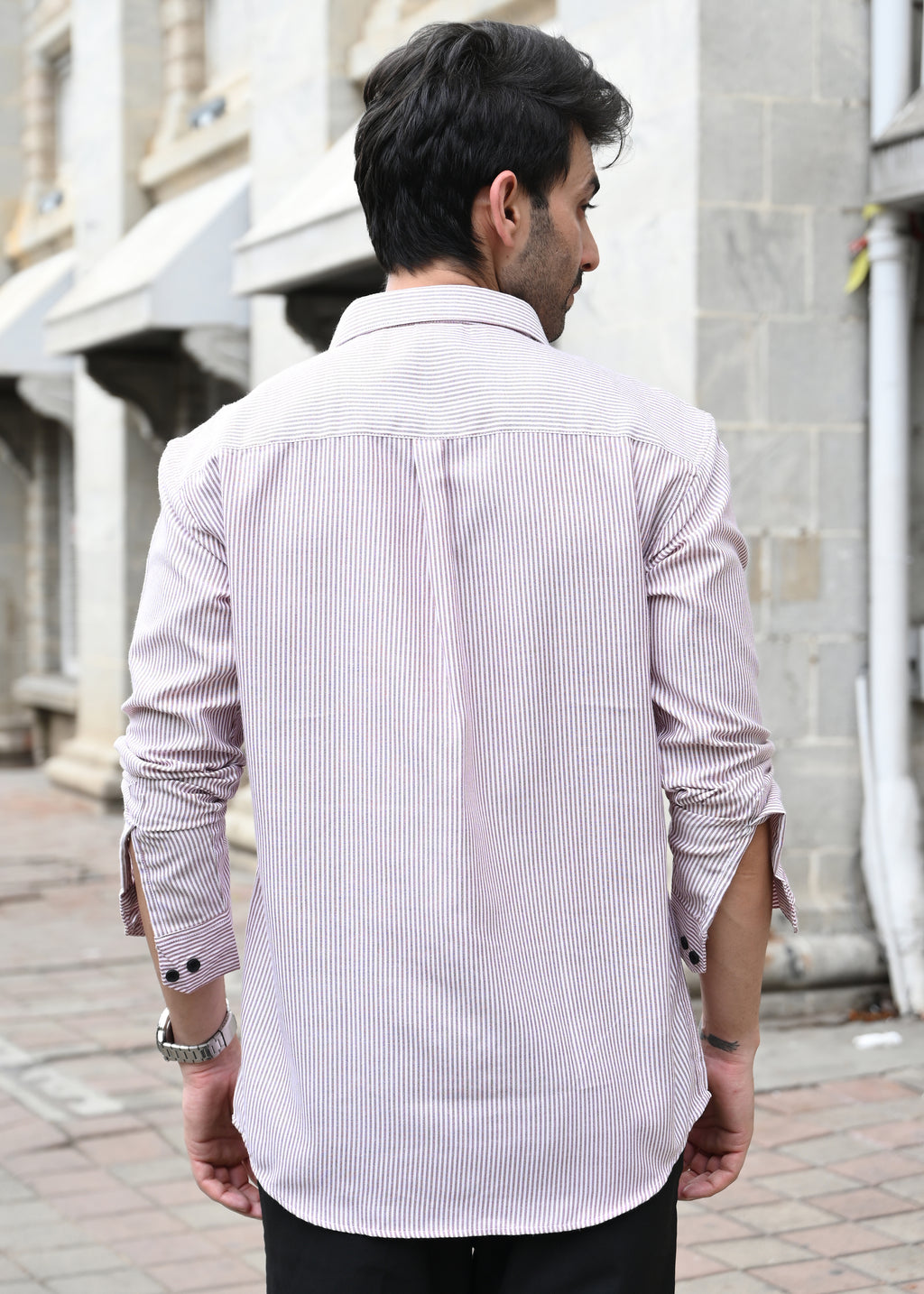 Maroon Pinstripe Long Sleeve Shirt - Snipes