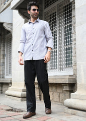 Grey Pinstripe Long Sleeve Shirt