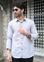 Grey Pinstripe Long Sleeve Shirt - Snipes