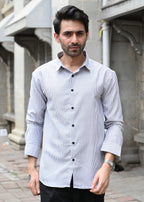 Grey Pinstripe Long Sleeve Shirt - Snipes