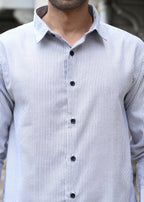 Grey Pinstripe Long Sleeve Shirt - Snipes