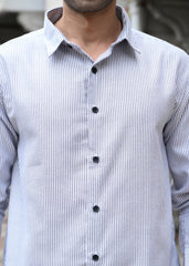 Grey Pinstripe Long Sleeve Shirt
