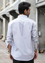 Grey Pinstripe Long Sleeve Shirt - Snipes