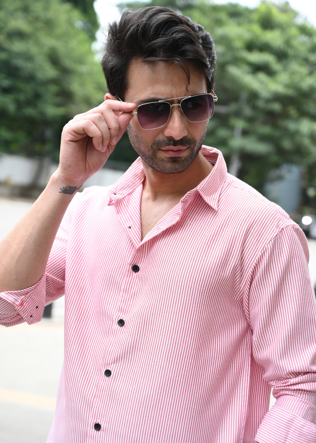 Pink Pinstripe Long Sleeve Shirt - Snipes