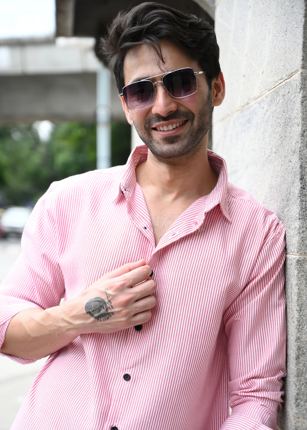 Pink Pinstripe Long Sleeve Shirt - Snipes