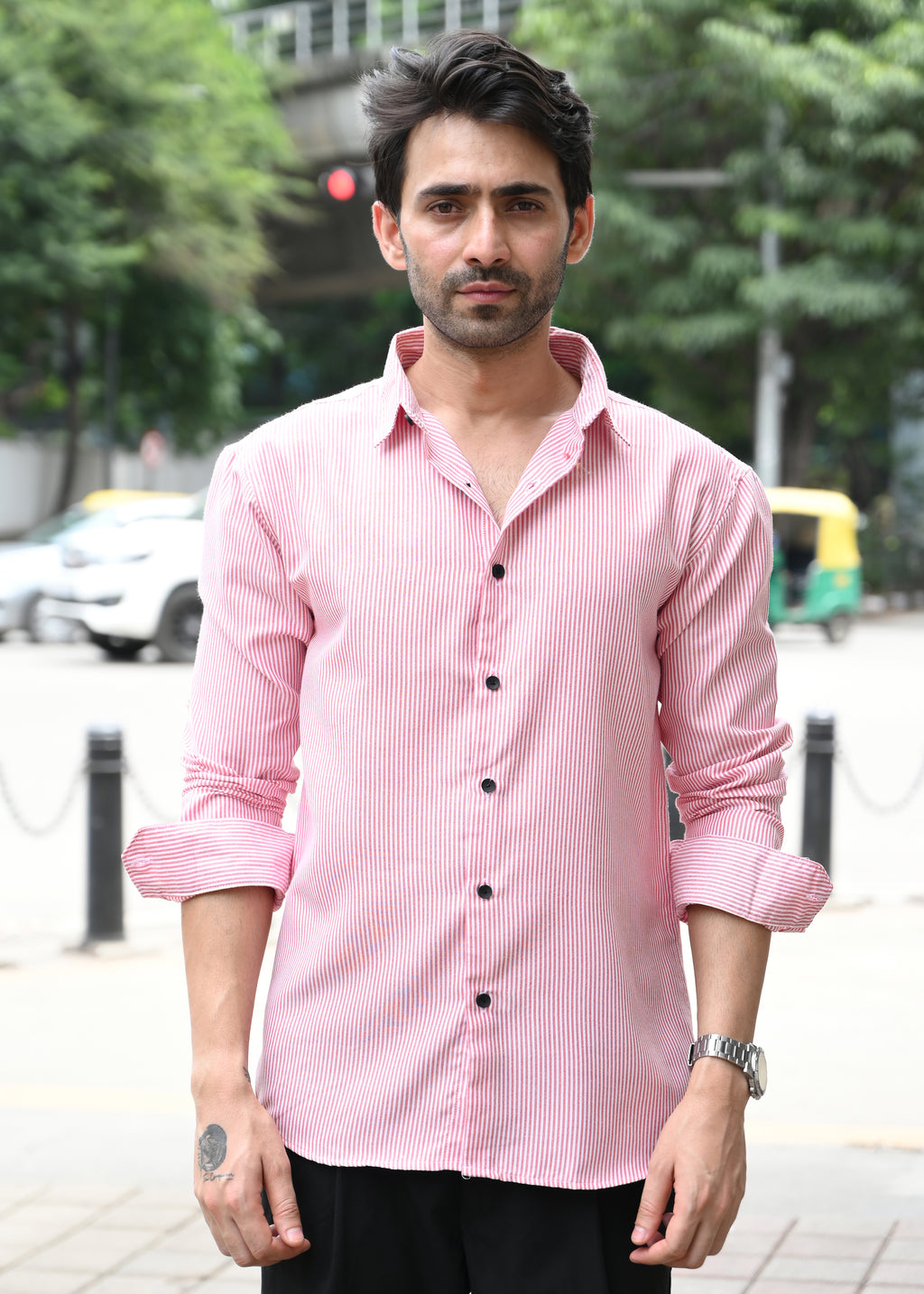 Pink Pinstripe Long Sleeve Shirt - Snipes