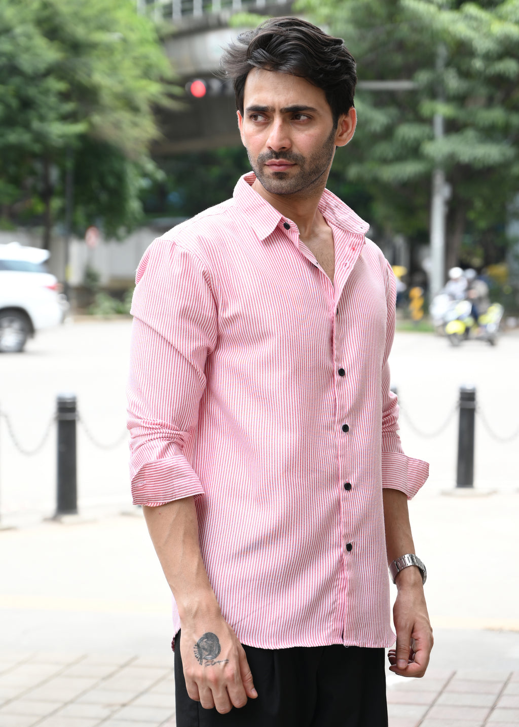 Pink Pinstripe Long Sleeve Shirt - Snipes