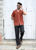 Rust Textured Button-Up Shirt - Snipes