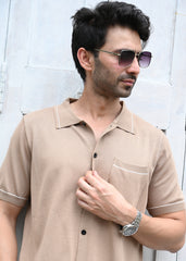 Sandal Contrast Stitch Button-Up Shirt
