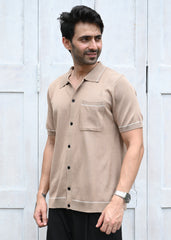 Sandal Contrast Stitch Button-Up Shirt