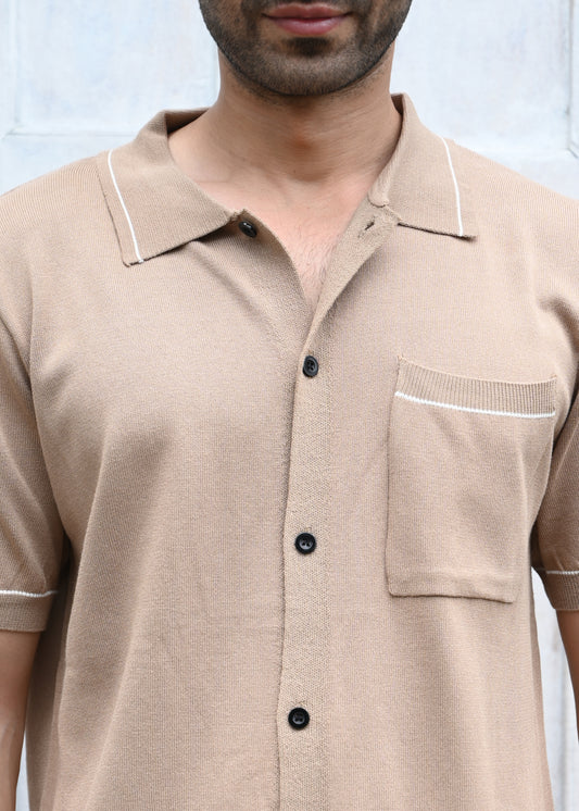 Sandal Contrast Stitch Button-Up Shirt