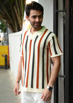 Men’s Striped Knitted Polo T-Shirt - Snipes
