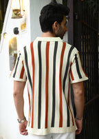 Men’s Striped Knitted Polo T-Shirt - Snipes