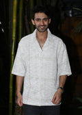 Textured Oversized Half-Sleeve Shirt - Beige - Snipes