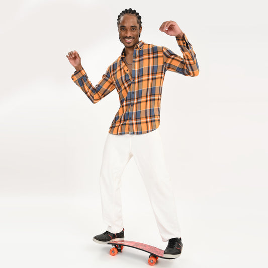 Checkered Flannel Casual Shirt for Men