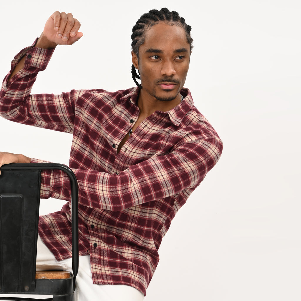 Men’s Checkered Casual Flannel Shirt - Snipes