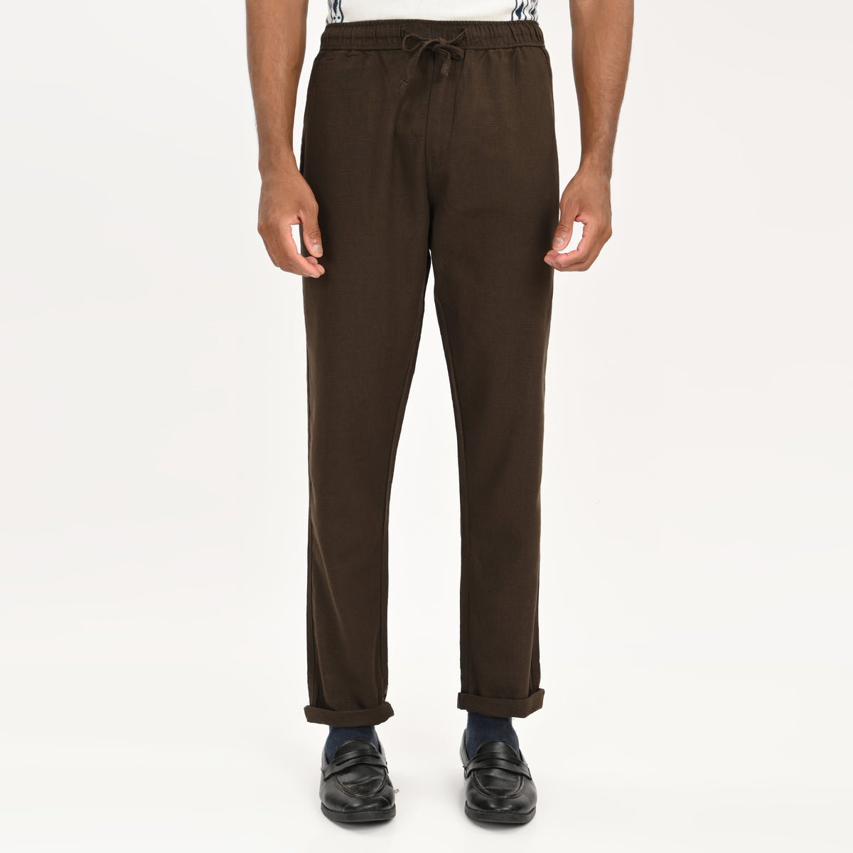 Casual Linen Drawstring Trousers for Men - Snipes
