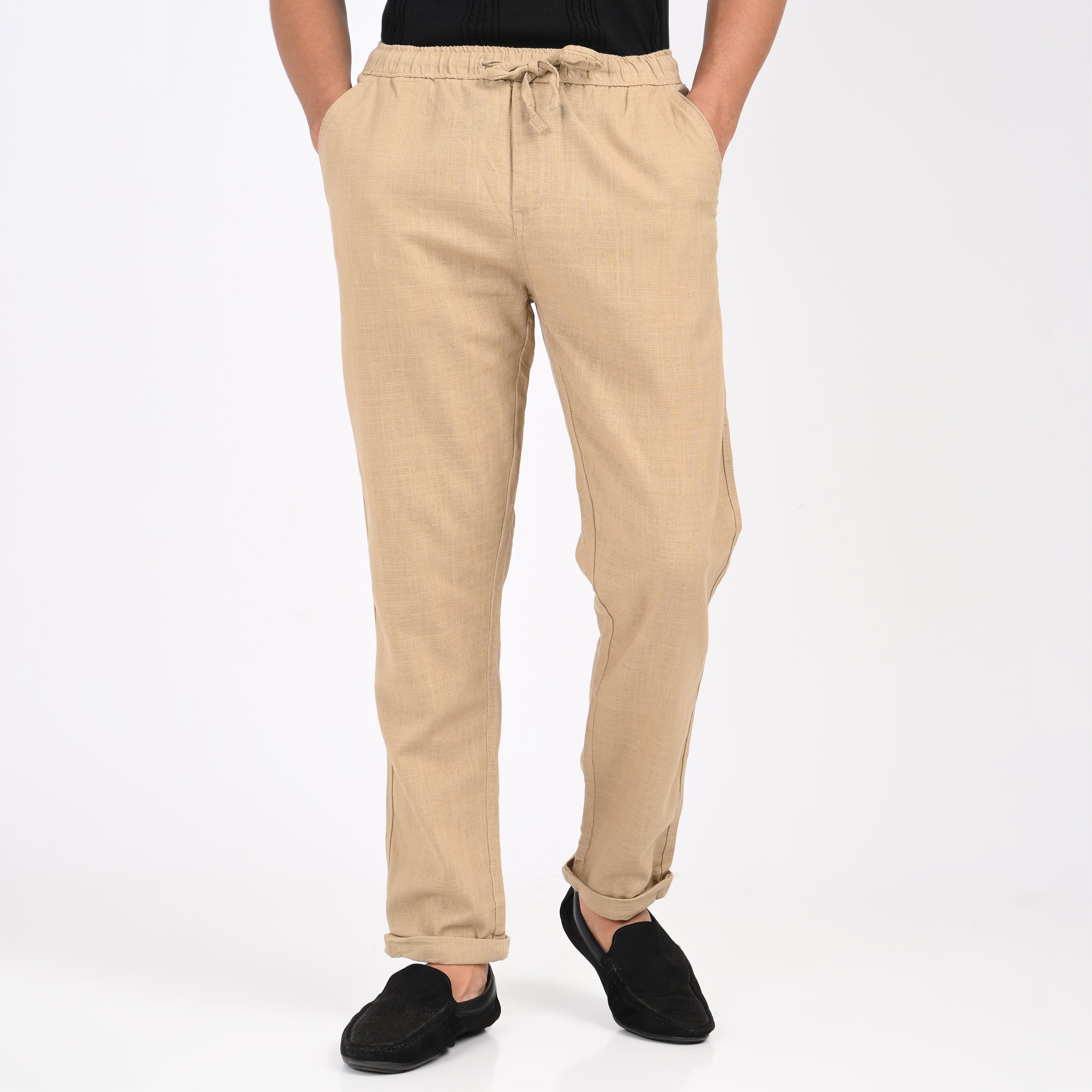 Casual Linen Drawstring Trousers for Men Secondary image