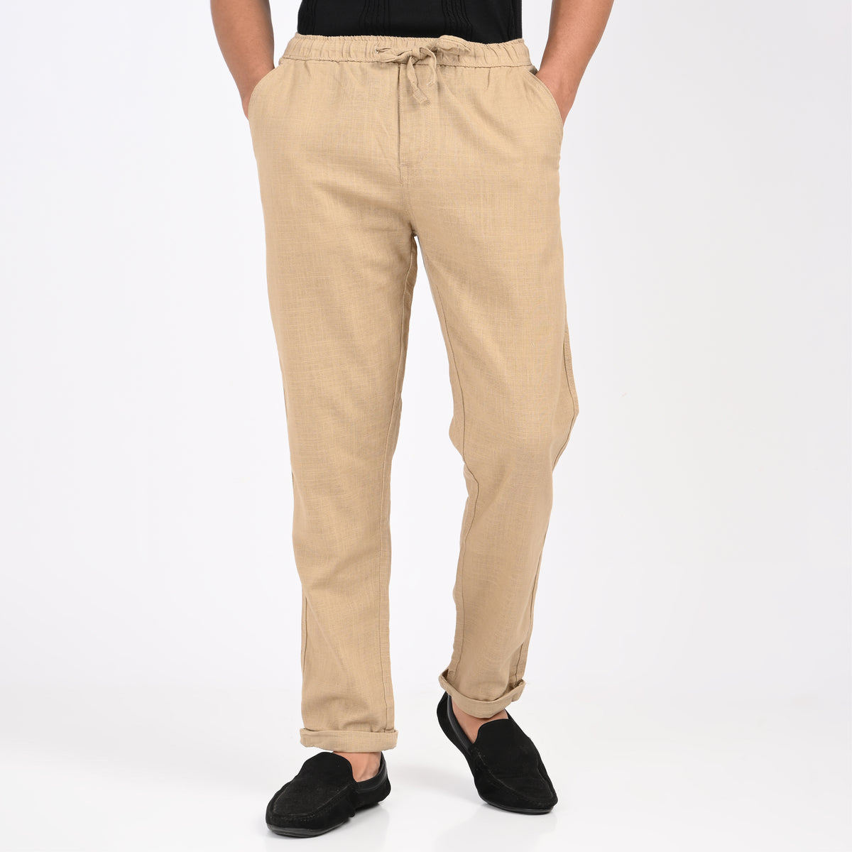 Casual Linen Drawstring Trousers for Men