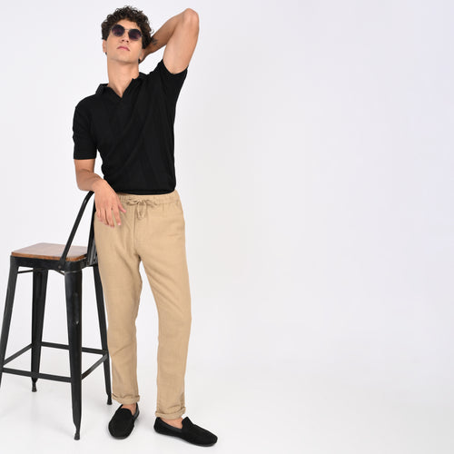 Casual Linen Drawstring Trousers for Men - Snipes