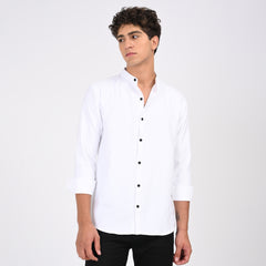 Mandarin Collar Plain Shirt