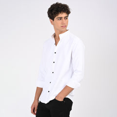 Mandarin Collar Plain Shirt