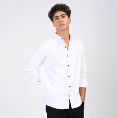Mandarin Collar Plain Shirt
