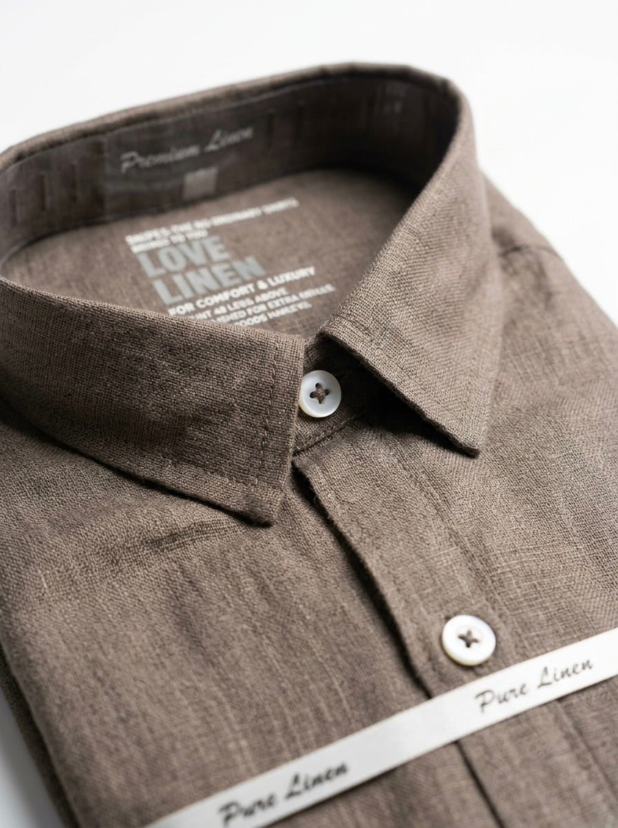 Men’s Snipes pure linen full sleeve casual shirt, light-colored fabric, button-down front, and classic collar.