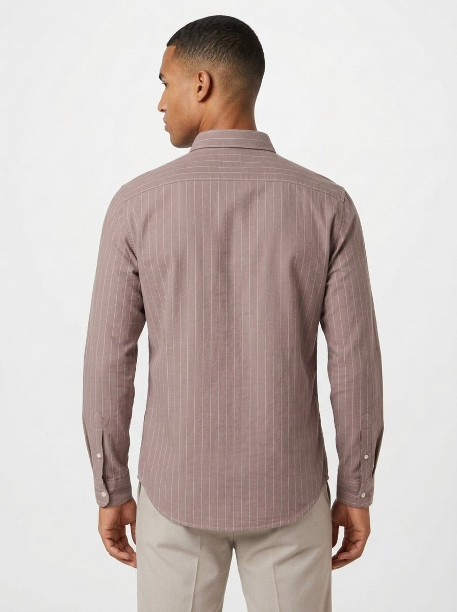 Men’s Striped TR Fabric Button-Down Shirt