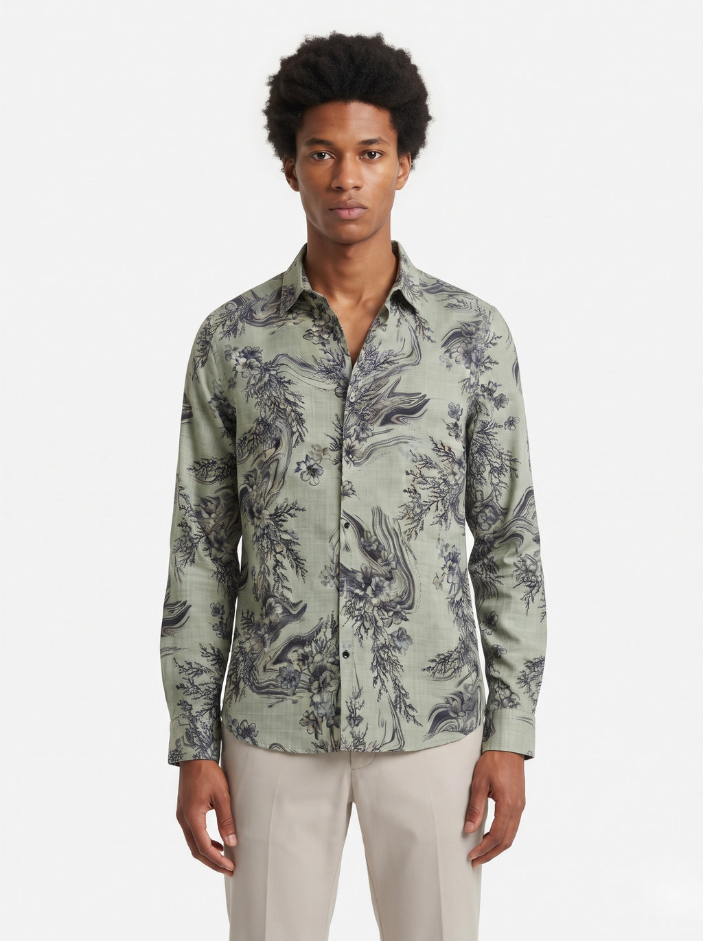 Men’s Floral Foil Print Full Sleeve Shirt