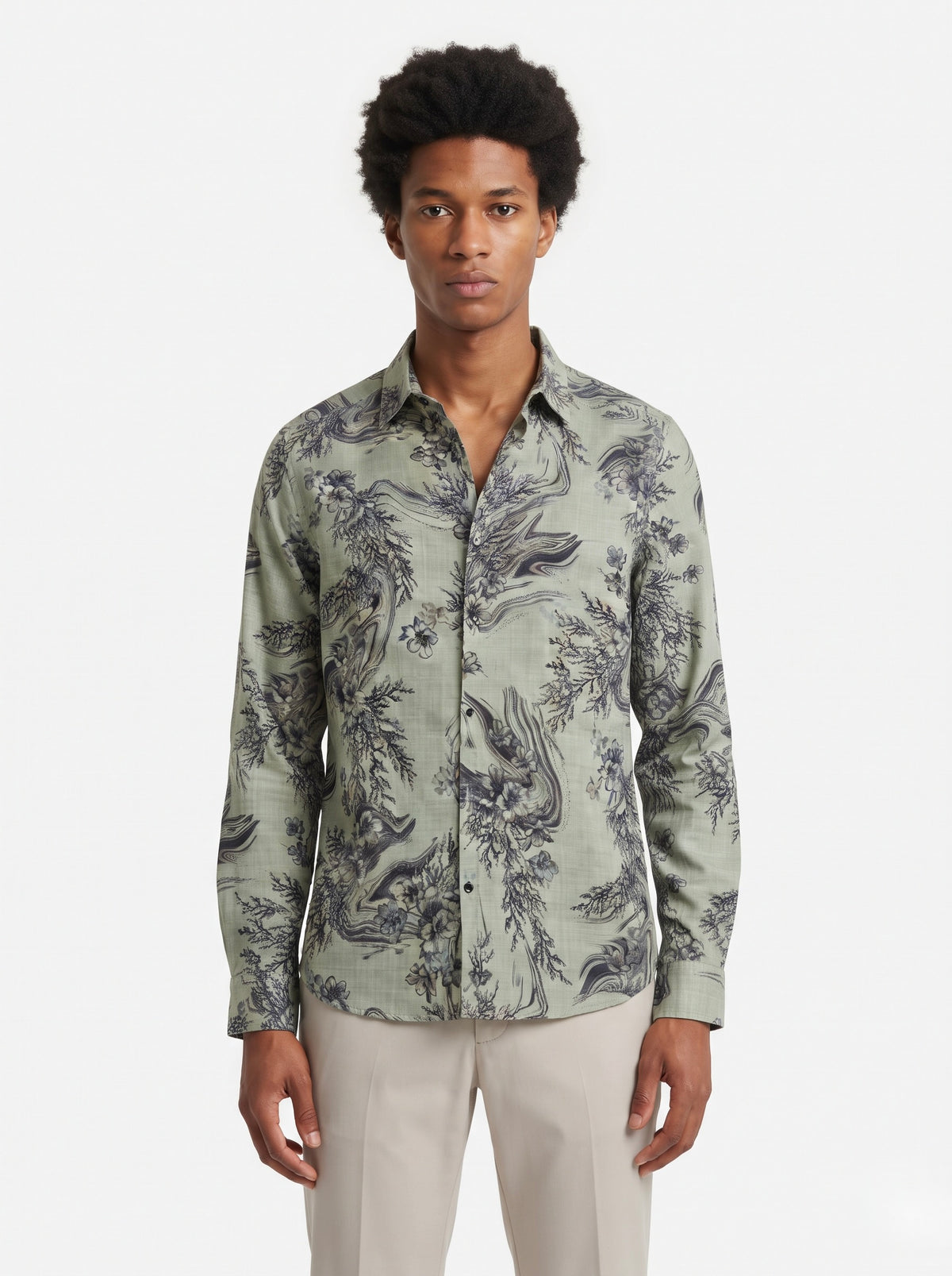 Men’s Floral Foil Print Full Sleeve Shirt