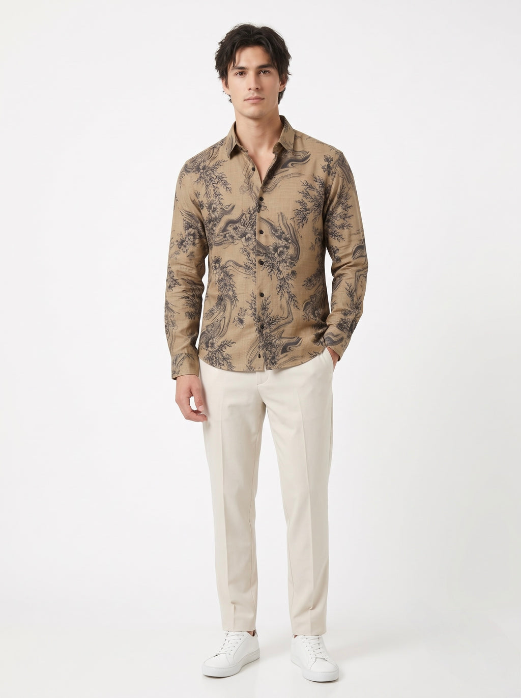 Men’s Floral Foil Print Full Sleeve Shirt