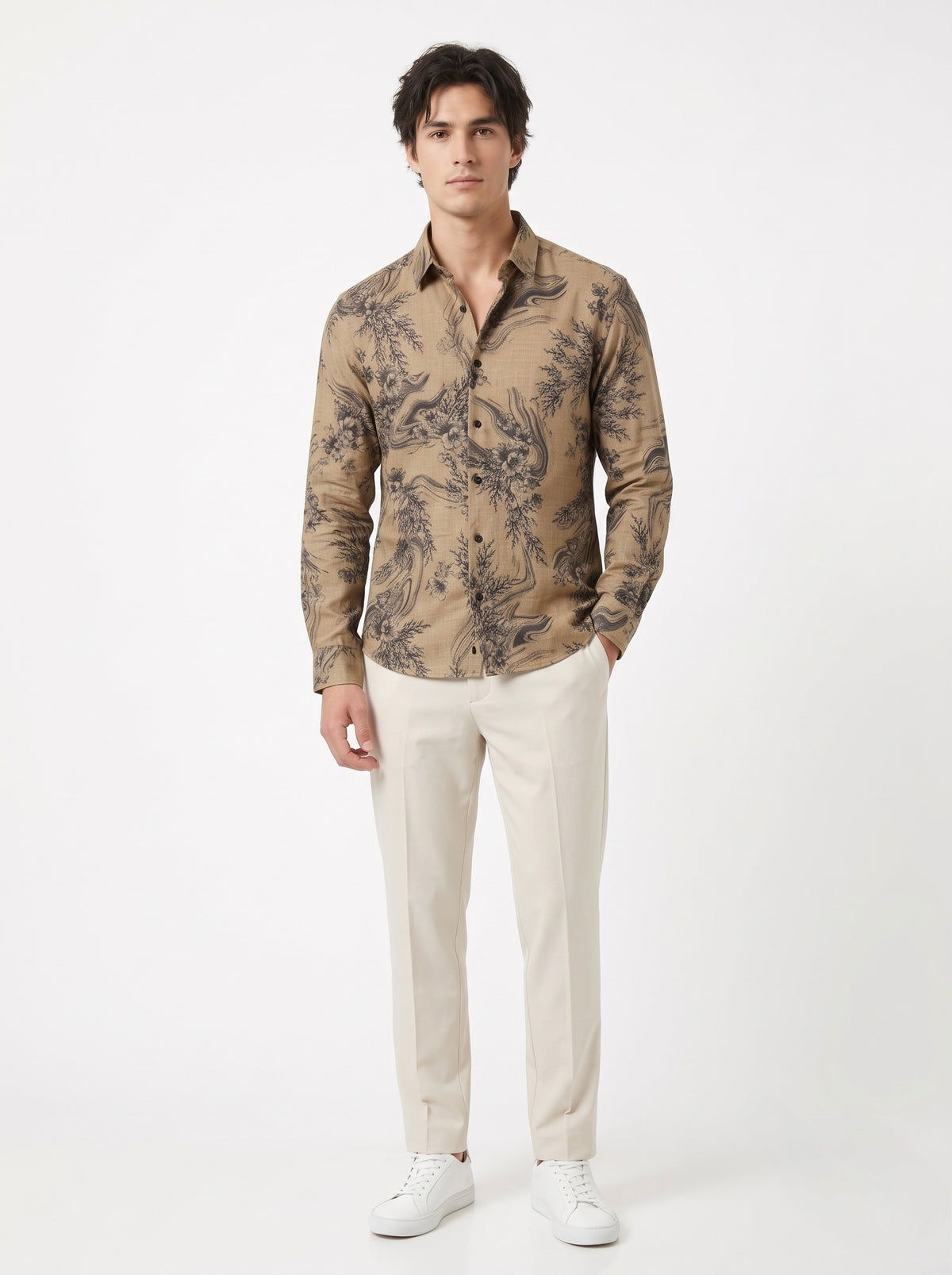 Men’s Floral Foil Print Full Sleeve Shirt