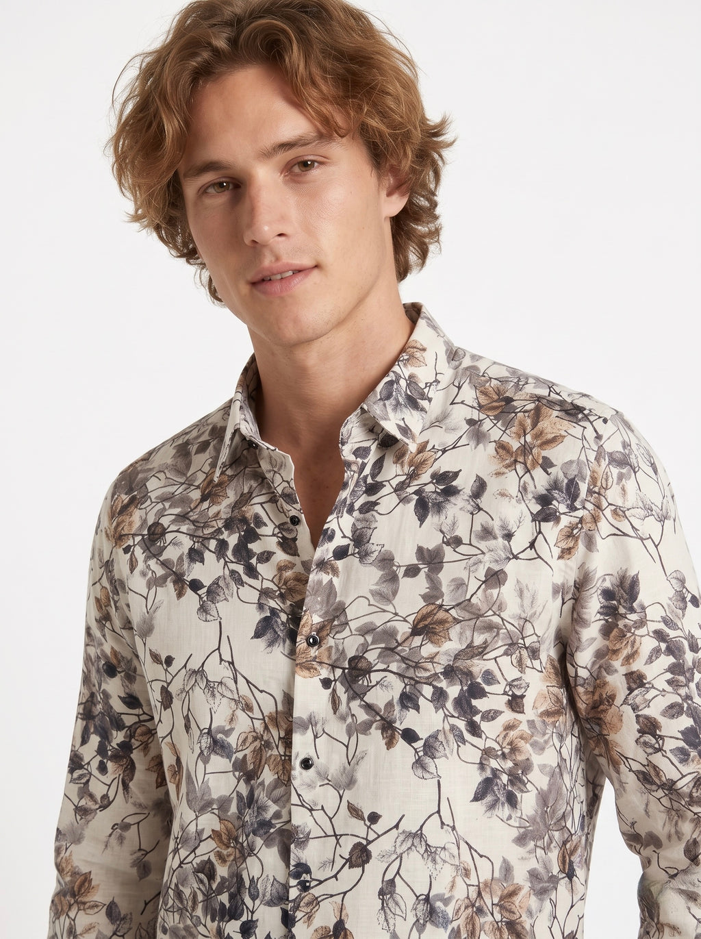 Men’s Botanical Foil Print Full Sleeve Shirt