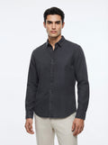 Men’s full sleeve denim casual shirt by Snipes, shown in dark blue with button-up front and classic collar.