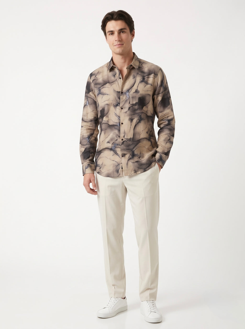 Men’s Abstract Marble Foil Print Full Sleeve Shirt