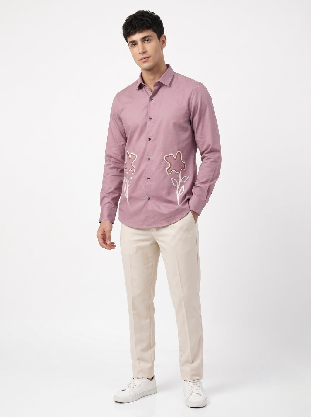 Men’s Floral Embroidered Full Sleeve Party Wear Shirt - Snipes
