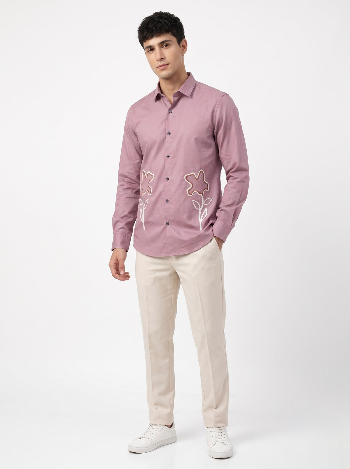 Men’s Floral Embroidered Full Sleeve Party Wear Shirt - Snipes