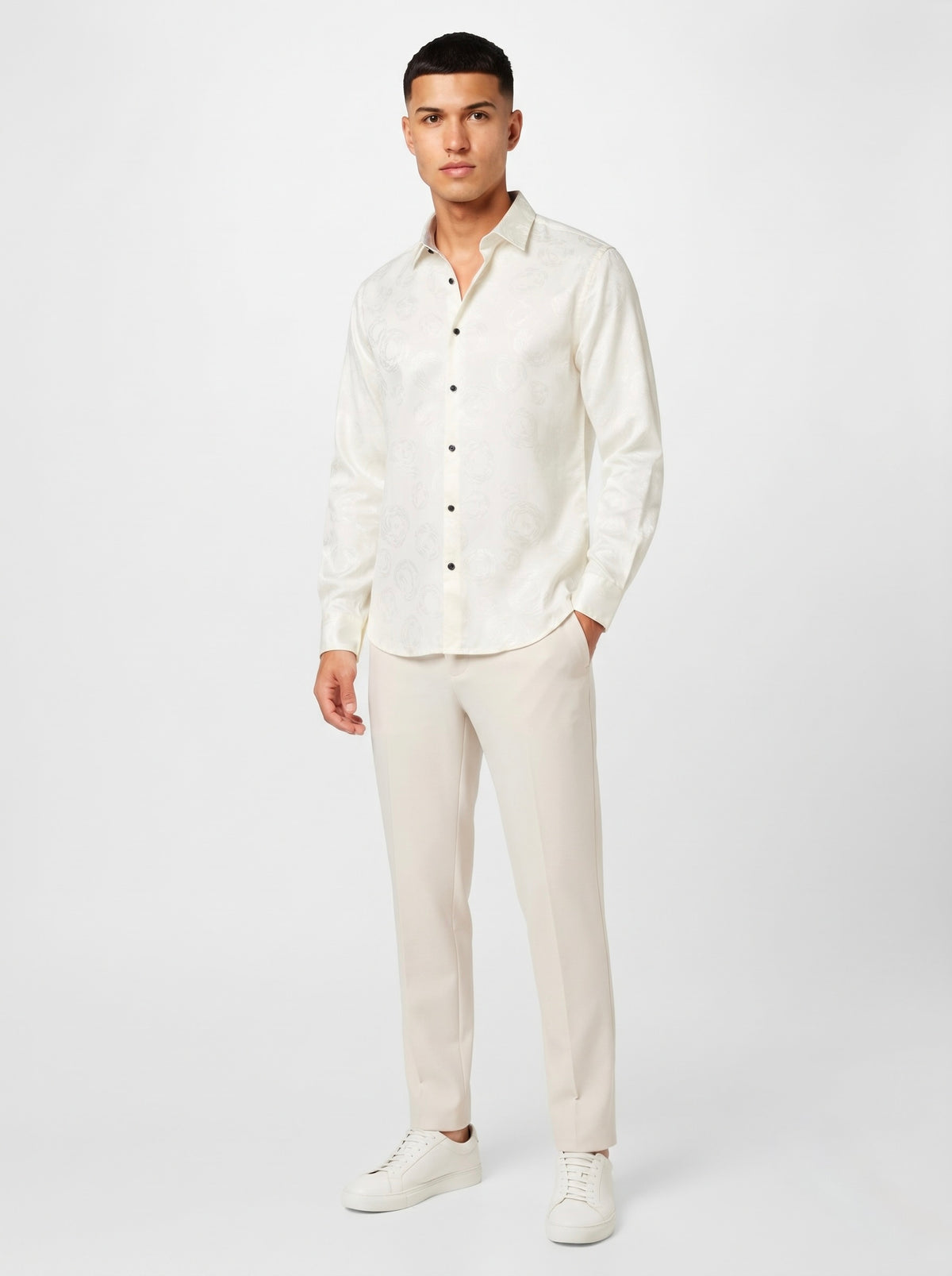 Men’s Swirl Pattern Party Wear Shirt