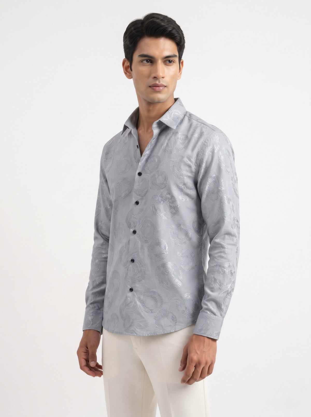 Men’s Swirl Pattern Party Wear Shirt