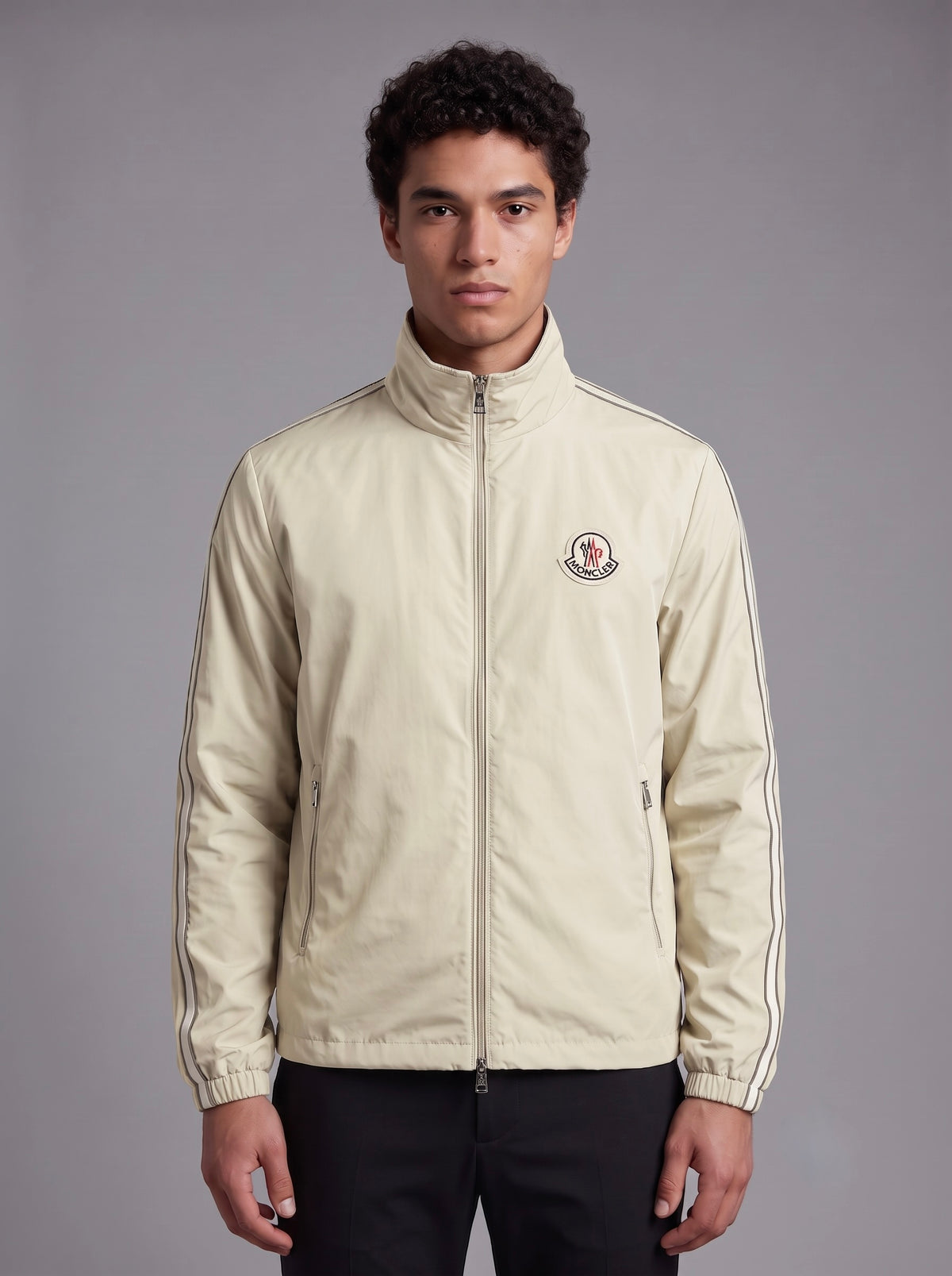 Men’s Striped Sleeve Zip-Up Jacket