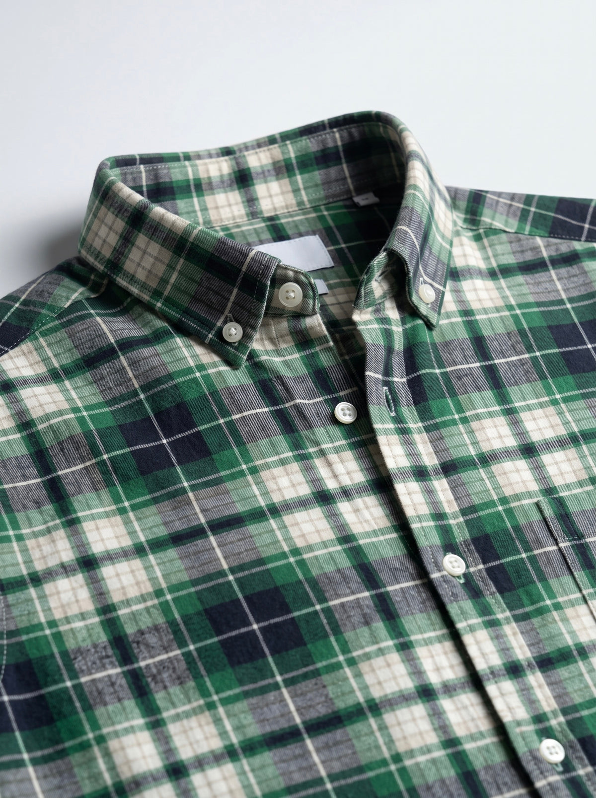 Men’s Green & Navy Plaid Check Full Sleeve Shirt