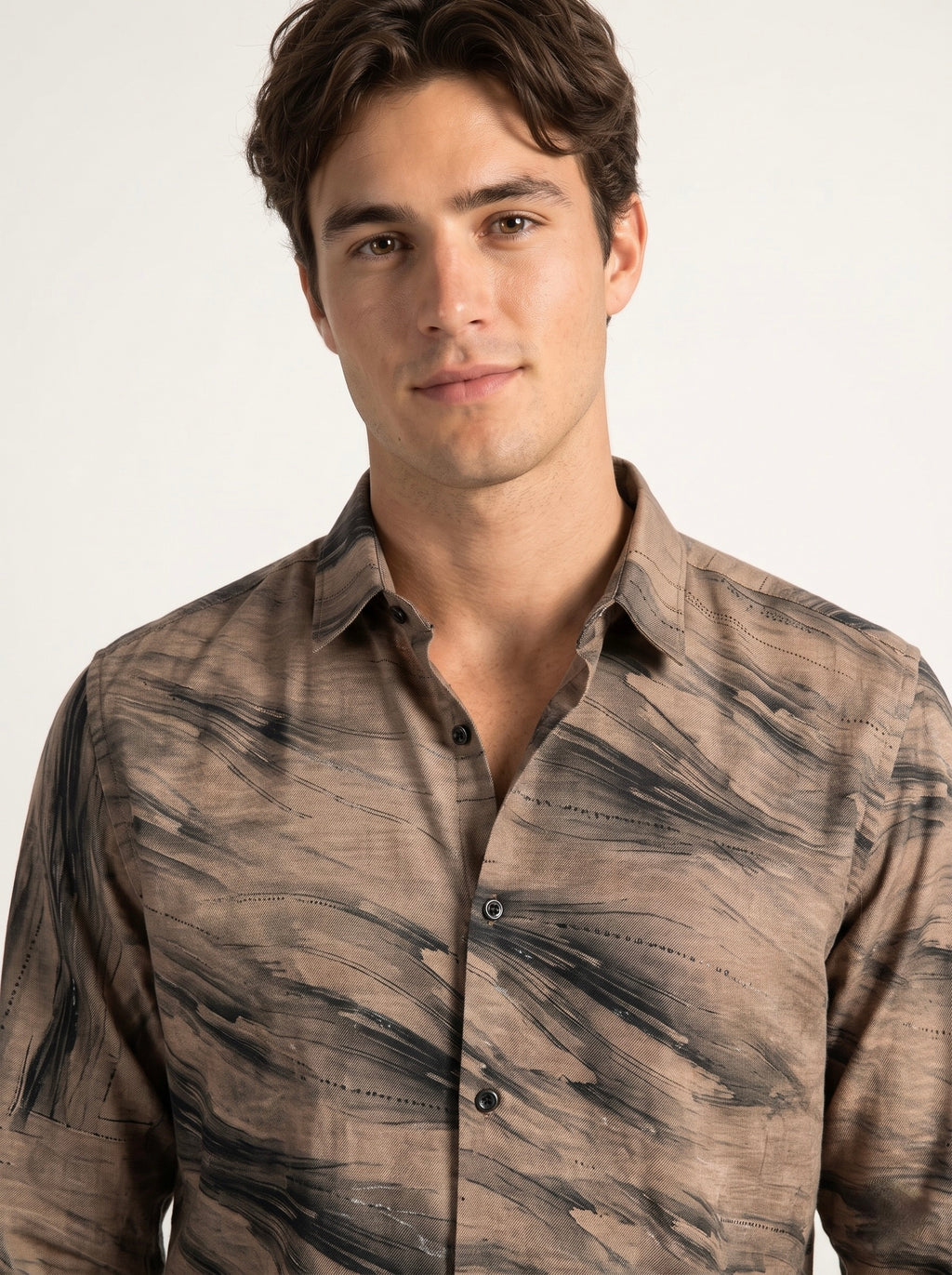 Men’s Abstract Brushstroke Foil Print Full Sleeve Shirt