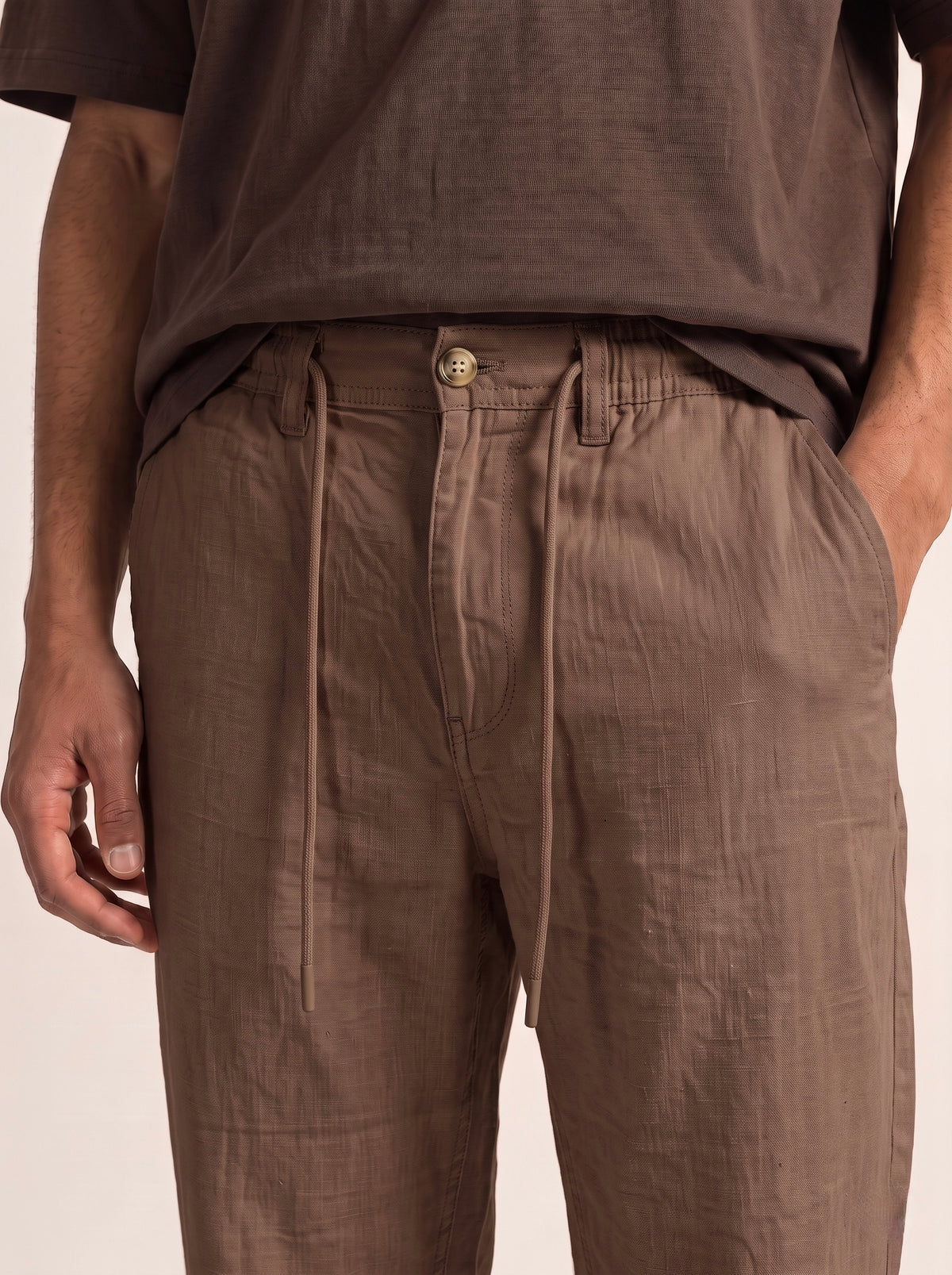 Men’s Pure Linen Loose Fit Drawstring Trousers