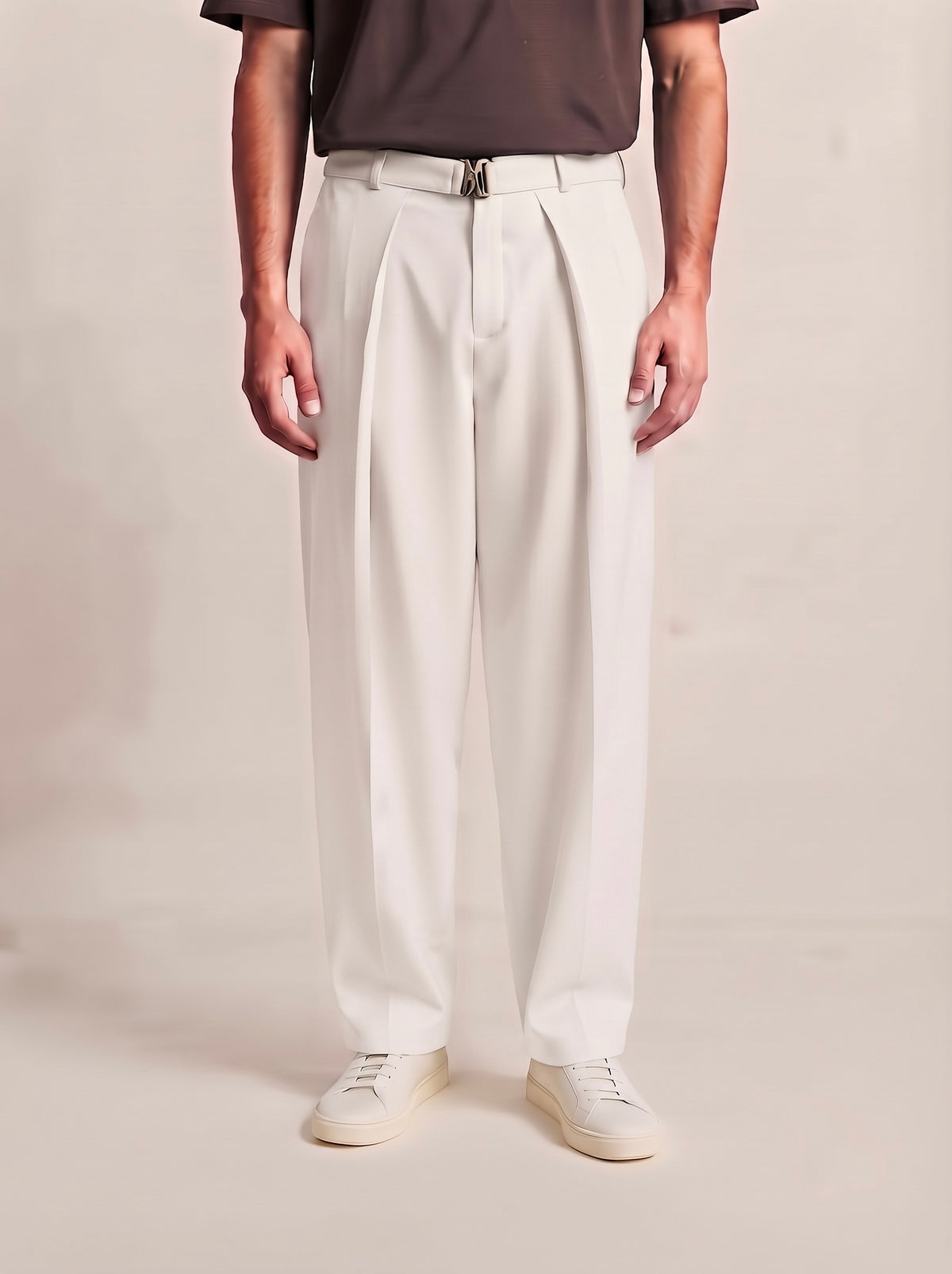 Men’s Korean-Style Pleated Wide-Leg Trousers