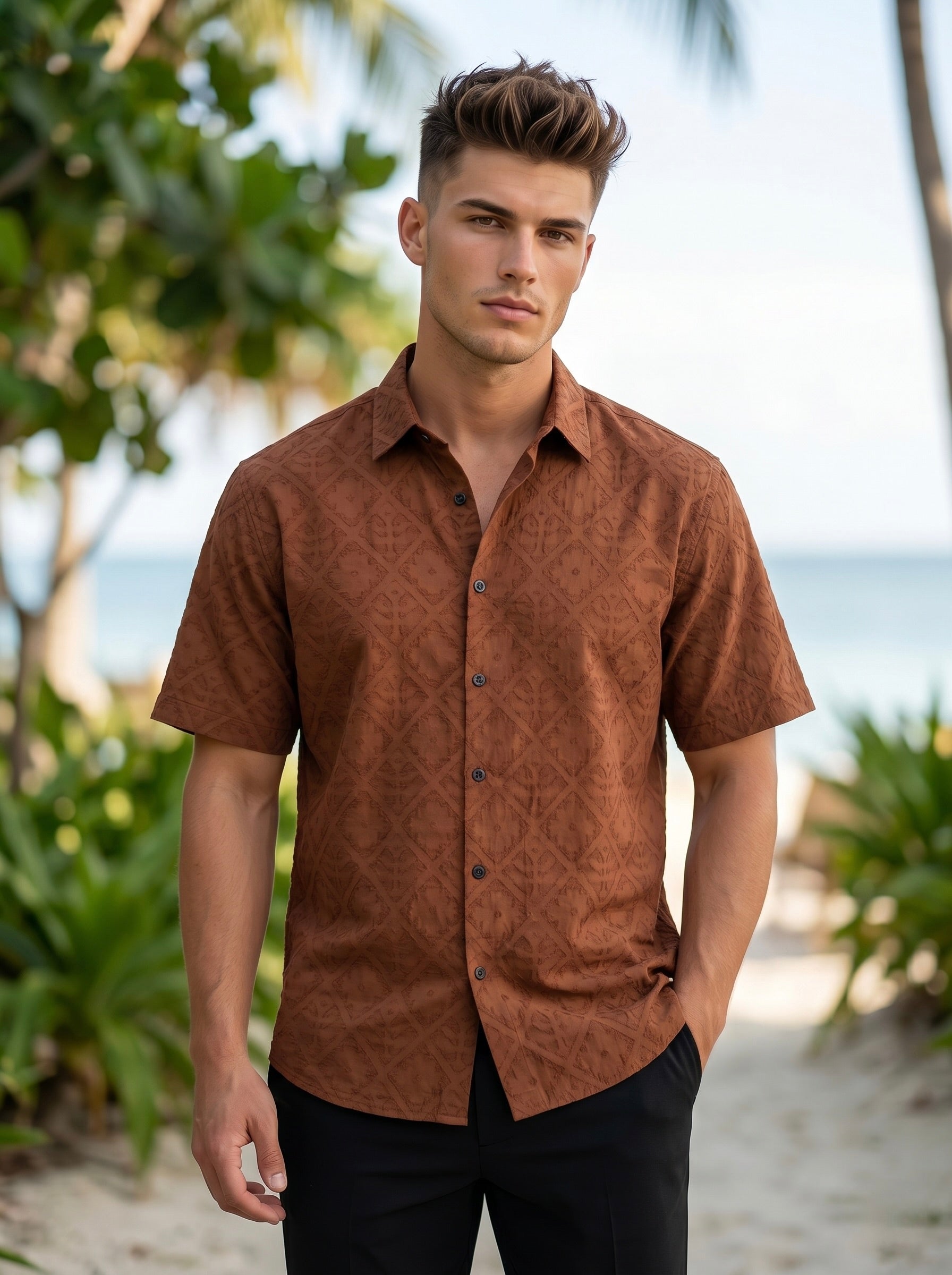 Diamond Textured Jacquard Shirt