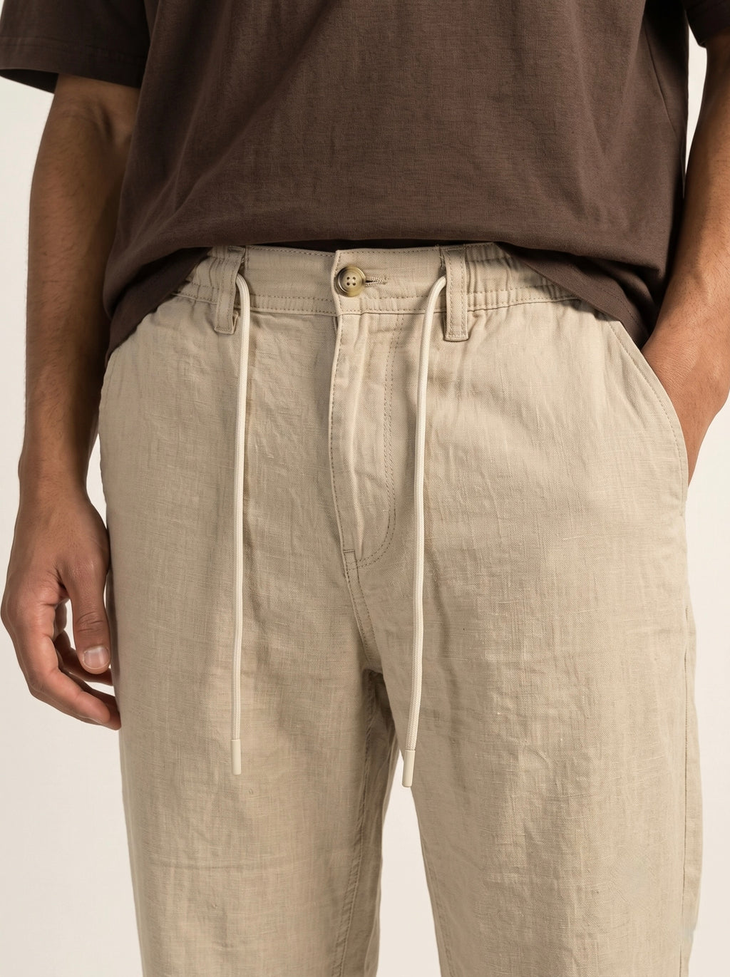 Men’s Pure Linen Loose Fit Drawstring Trousers