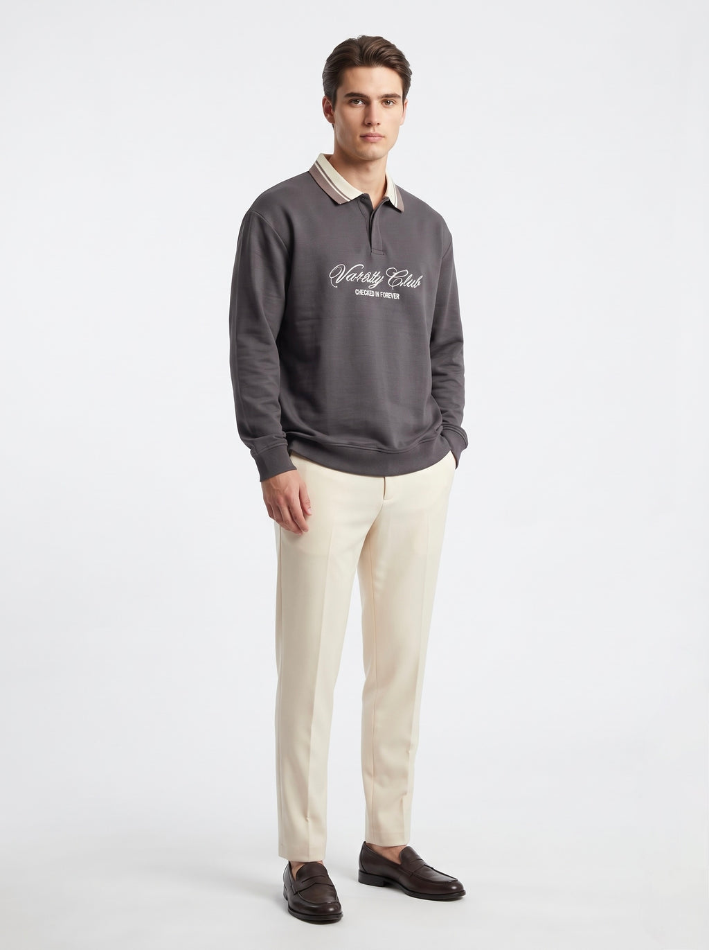 Men’s Varsity Club Full Sleeve Polo Sweatshirt