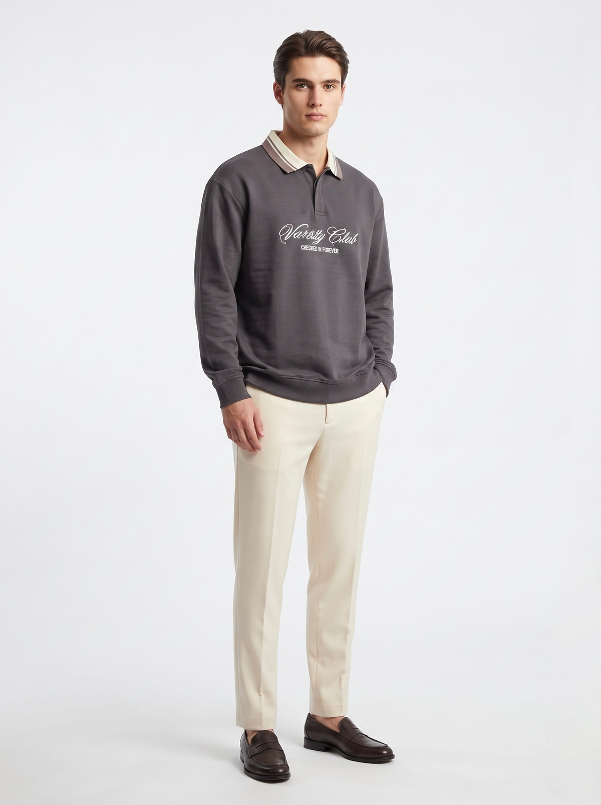 Men’s Varsity Club Full Sleeve Polo Sweatshirt