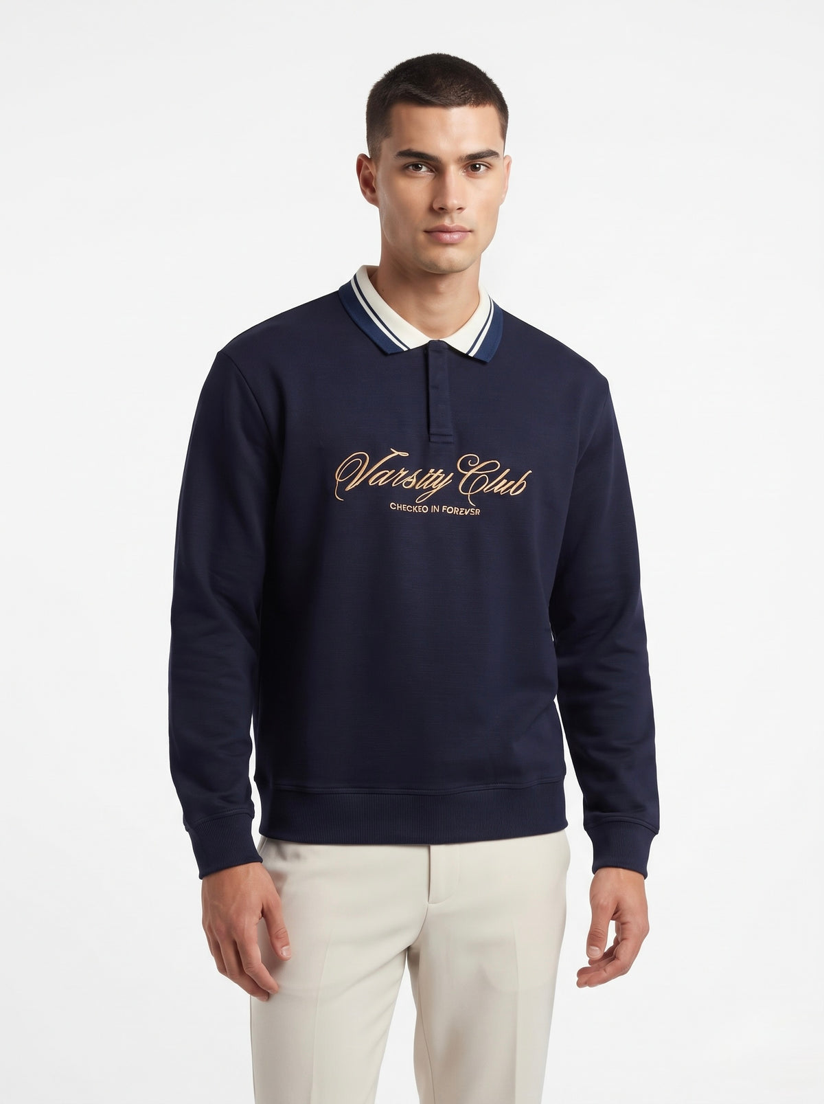 Men’s Varsity Club Full Sleeve Polo Sweatshirt